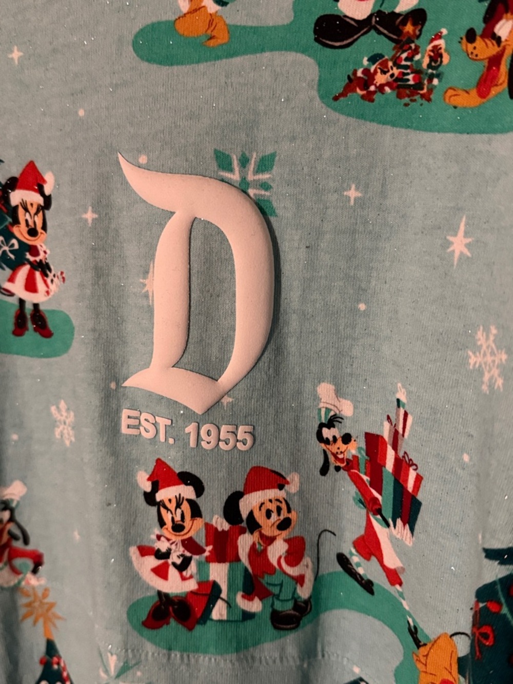 Disney Light Blue Christmas Holiday Disneyland XXL Glittery Spirit Jersey - Picture 3 of 5